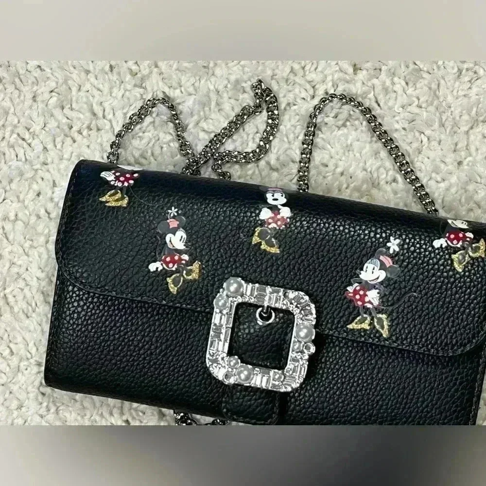 KATE SPADE DISNEY PARKS MINNIE MOUSE LEATHER WALLET CROSSBODY BAG NWT